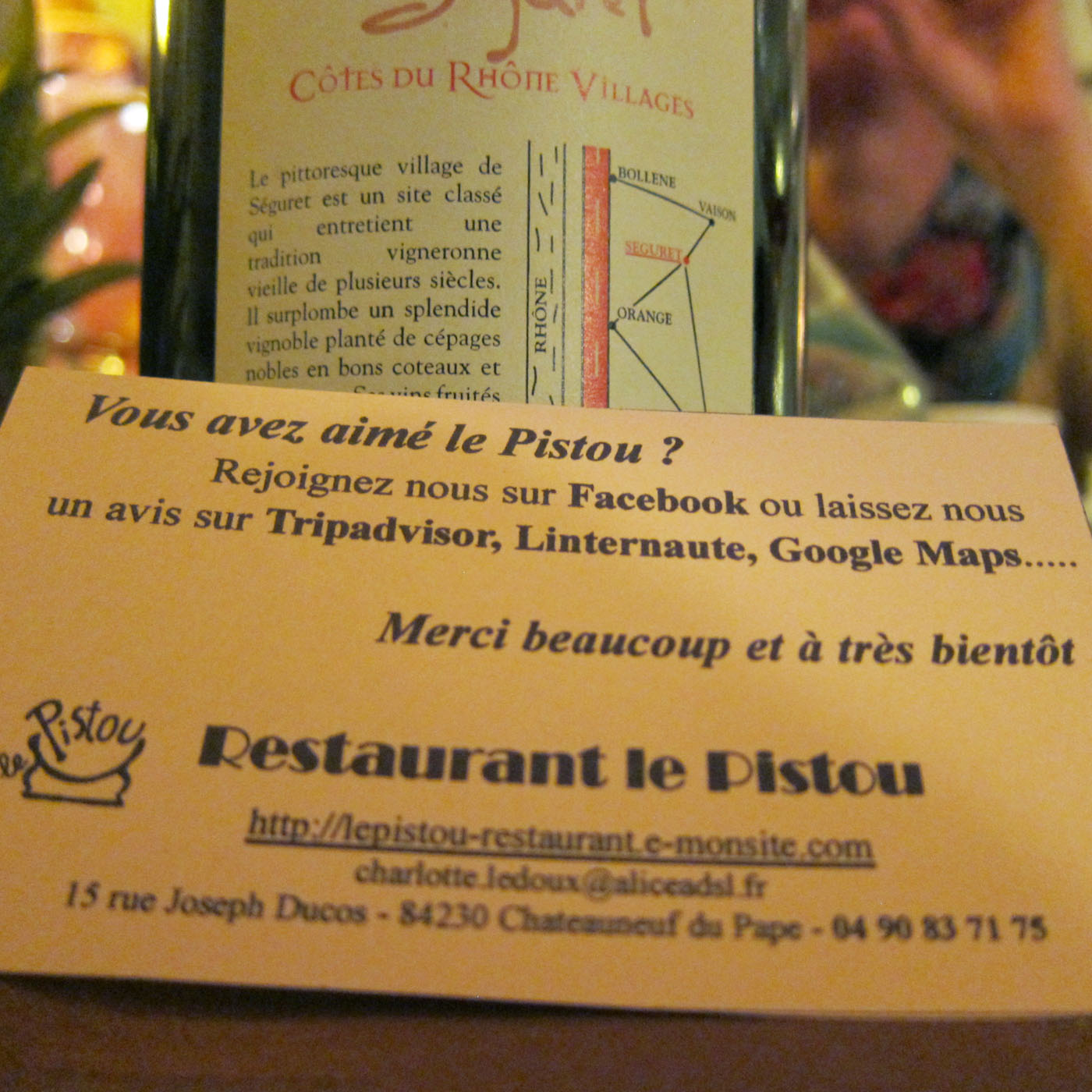 Das Le Pistou, war das lecker! Danke für einen schönen Abend, lecker Wein und die Nachsicht auf meine mangelnden Französischkenntnisse.